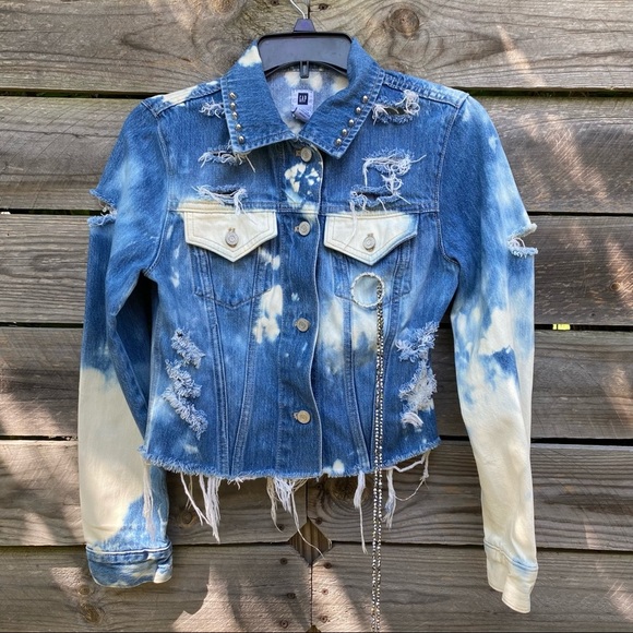 Custom Made  Gap Cropped Jean Jacket size small - Picture 4 of 6